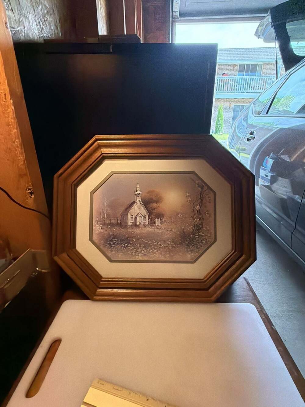 Vintage Framed Country Church Landscape Print value~200$ - Picture 3 of 4